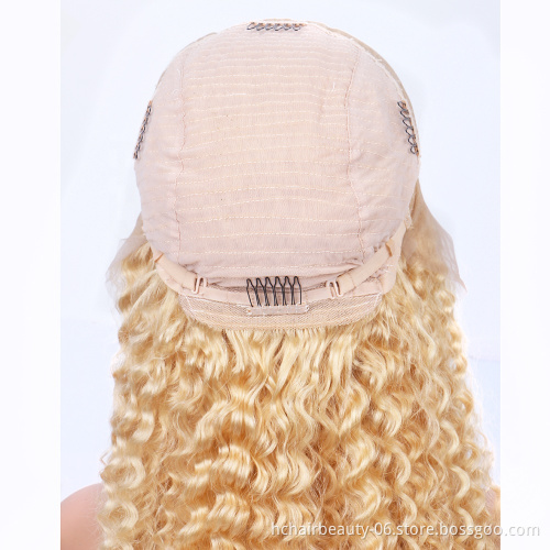 #613 Blonde Deep Wave Lace Frontal Wig Brazilian Virgin Remy Human Hair Lace Frontal Wigs Transparent Lace Wigs